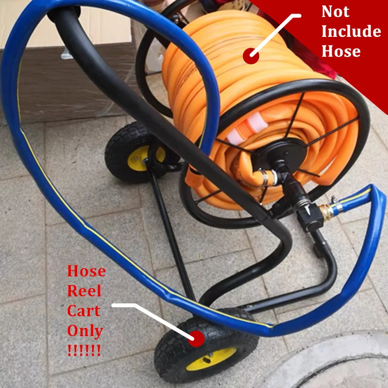 20M Garden Hose Reel Cart With Gun or Sprinkling Portable 2 Wheeled Hose  Trolley Holds No Assemble Watering Plant Washing Car