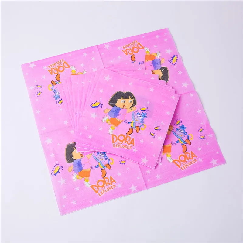 Napkin(6pcs) Вечерние одноразовые столовые приборы с рисунком Даши-путешественницы, бумажные тарелки, салфетки, баннеры, соломинки, для дня рождения ребенка - Цвет: Napkin(6pcs)