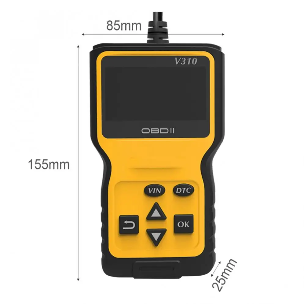 V310 OBDII 16 Pin 9 V-16 V многоязычный ручной Универсальный Автомобильный диагностический сканер с поддержкой очистки кода неисправности