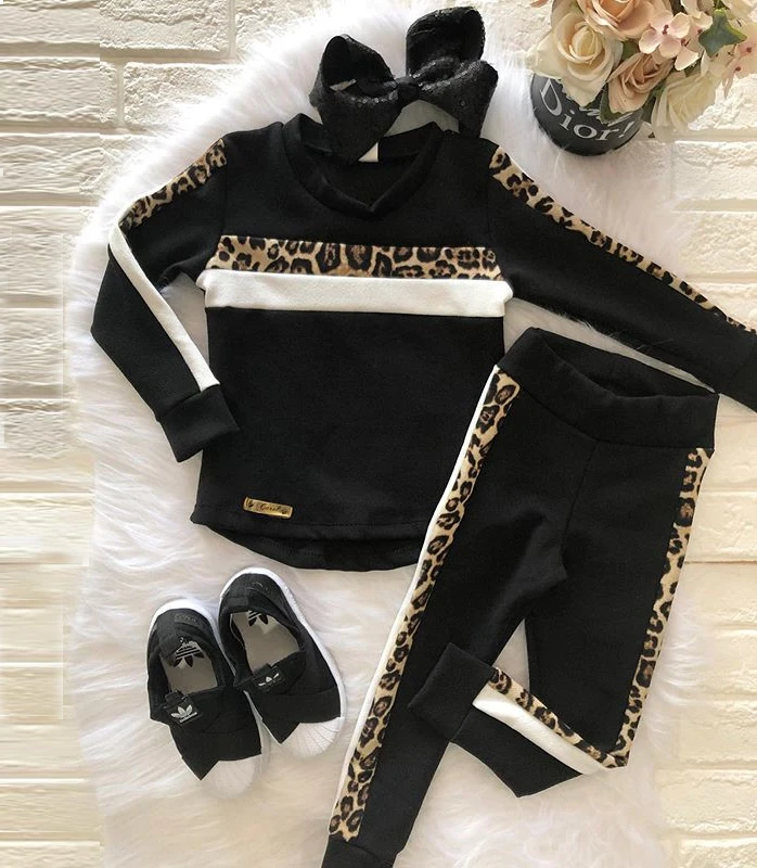 1-6Y Girls Clothing Sets 2020 Autumn Winter Toddler Clothes Outfit Kids Leopard Print Tracksuit For Boys Children | Детская одежда и