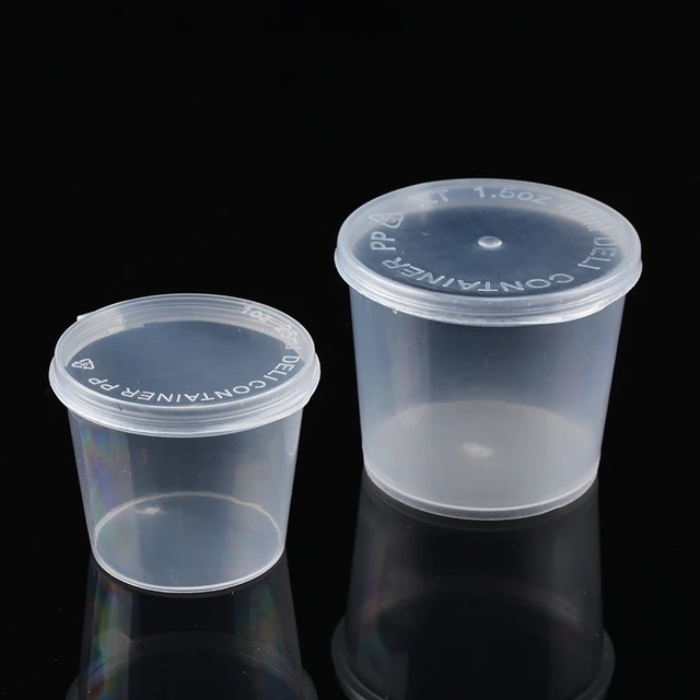 80PC Disposable Take Away Small Sauce Containers w/ Lids Clear