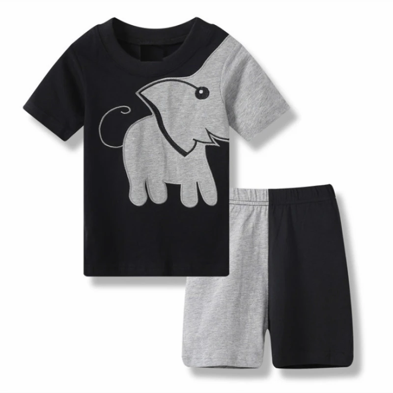 

Kids Tank Top with Pants Fully Cotton and Soft T Shirt Set with Cartoon Printing for Baby Pajamas Short Sleeve Children Clothing