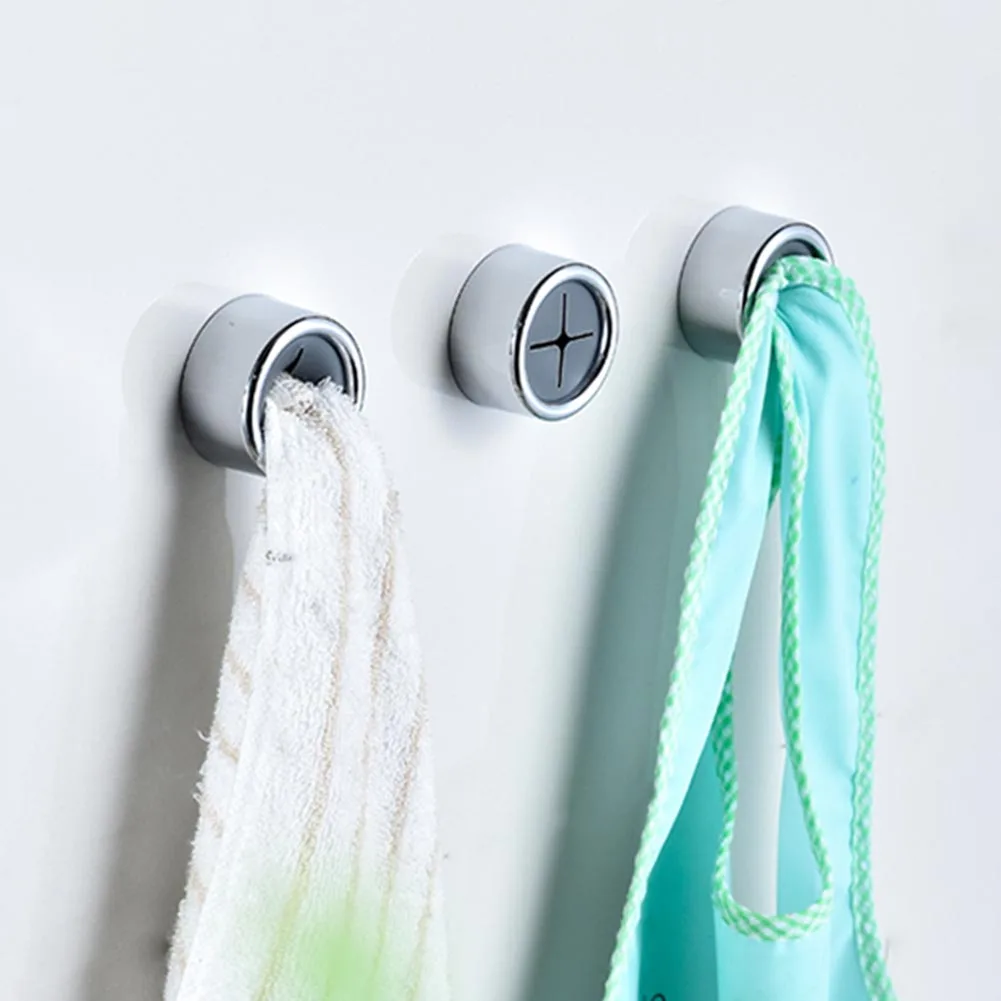 

3pcs Self Adhesive Home Organizer No Trace Seamless ABS Towel Holder Bathroom Wall Hook Nail Free Round Door Back Multipurpose