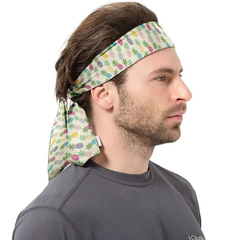 Pineapple Pattern Design Outdoor Sports Cycling Running Tennis Anti-Slip Sweatbands Headbands