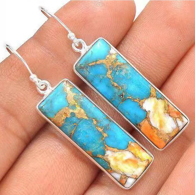 

Tisonliz 1 Pair Colorful Blue Crystal Dangle Earrings For Women Vintage Wedding Statement Drop Earrings Bijoux Indian Jewelry