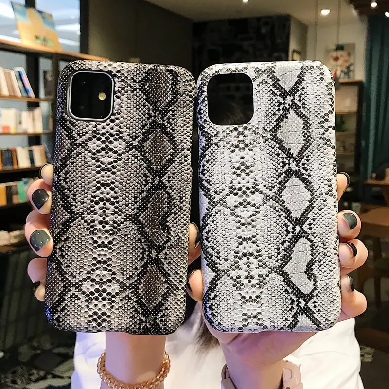 

Snake skin for iphone 11 case 11Pro Max Python pattern leather for iphone 11 pro max xs max xr 6 6s 7 8 plus matte hard cover i7