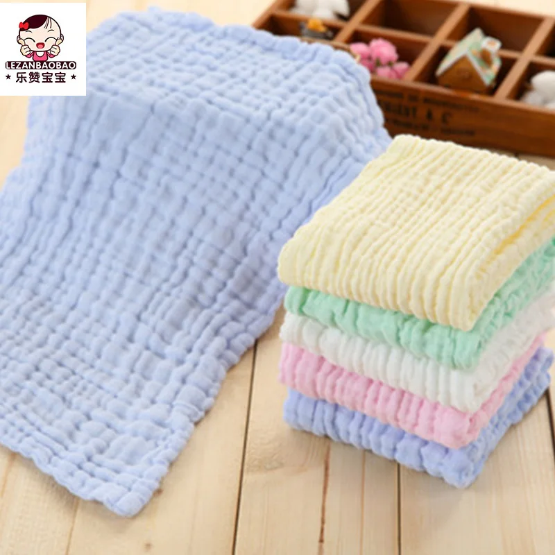 

Seersucker CHILD'S Towel Six-layer Gauze Kids' Towel Small Tower Water-Absorbing Pure Cotton Plain Color Gauze Baby Towel Mom An
