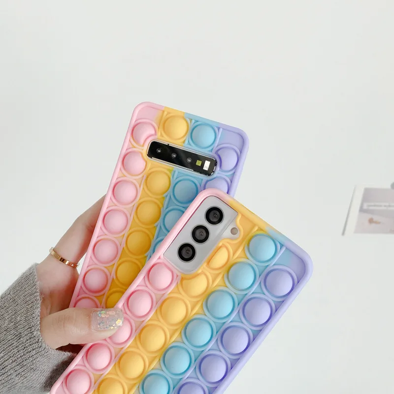 Relive Stress Phone Case For samsung galaxy S9 plus S10 S20 ultra S21 plus Fidget Toys Push It Bubble Soft Silicone Phone Cover