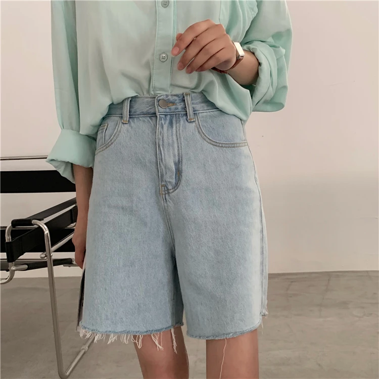 Streetwear Biker Shorts Women Korean Style Summer Cotton Denim