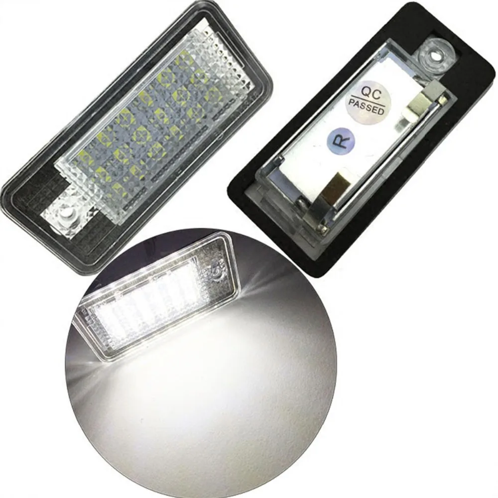 

2pcs LED Car License Plate Light 18 Leds Waterproof Pure White 6000K License Plate Lights 250 LM For Audi A3 S3 A4 S4 B6 B7 A6