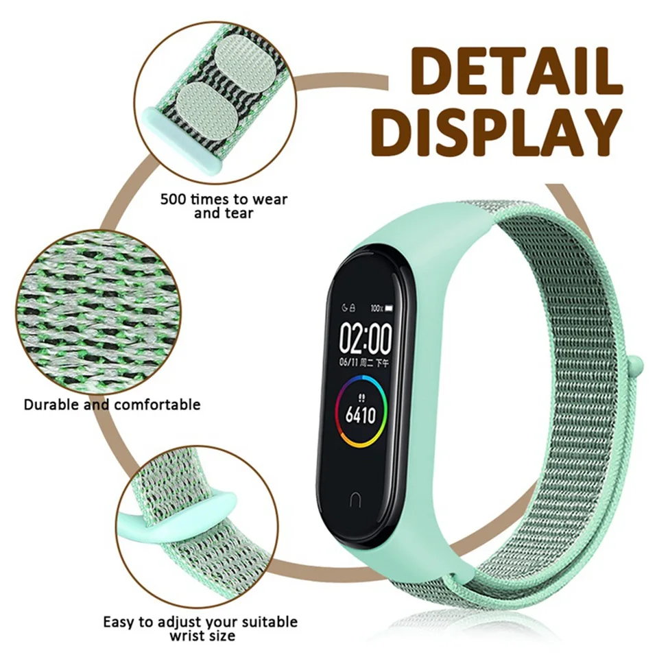 Velcro Nylon Strap for Xiaomi Mi Band 4 Bracelet Smart Watch Replacement Xiaomi Mi Band 3 Strap watchband for mi band 4 strap