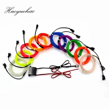 

2M flexible Auto Car Interior LED EL Wire Rope Tube Line neon light glow salon flat strip Pathway ice blue Lighting 12V