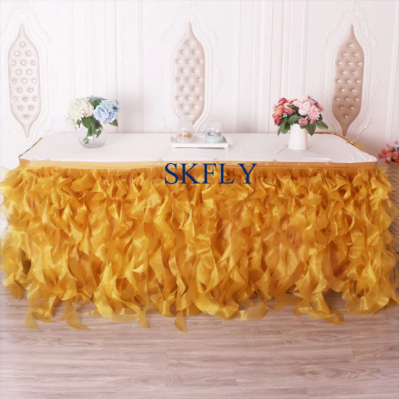 SK010J больше цветов на заказ Свадебная вечеринка orange бледно-лиловый/черного/синего/розового цвета/румяна зеленый органзы курчавая ива юбка для стола