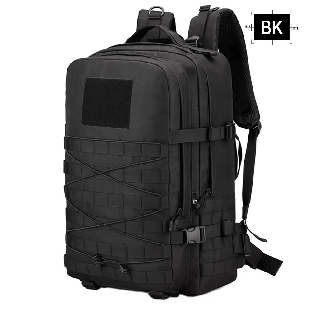 45L нейлоновый тактический рюкзак, военный армейский уличный рюкзак, мужской походный тактический рюкзак, походный спортивный рюкзак, сумка для альпинизма - Цвет: BK