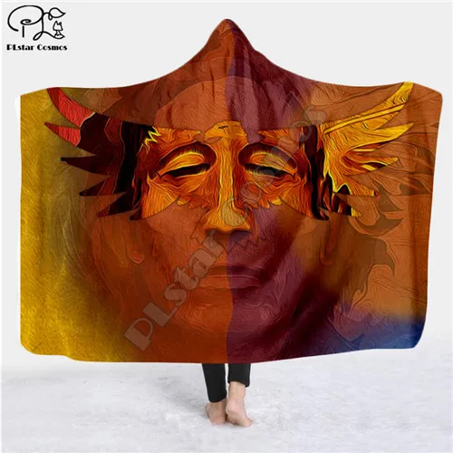 Plstar Cosmos черный Национальный индийский Lakota череп с капюшоном одеяло 3D полный принт надеваемое покрывало взрослые мужчины женщины Эйнштейн стиль-6 - Цвет: Оранжевый