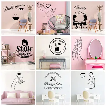 Kaufen Diy Frau Schönheit Salon Wand Aufkleber Für Schönheit Room Decor Tapete Wand Aufkleber Mädchen Schlafzimmer Vinyl Aufkleber Muursticker
