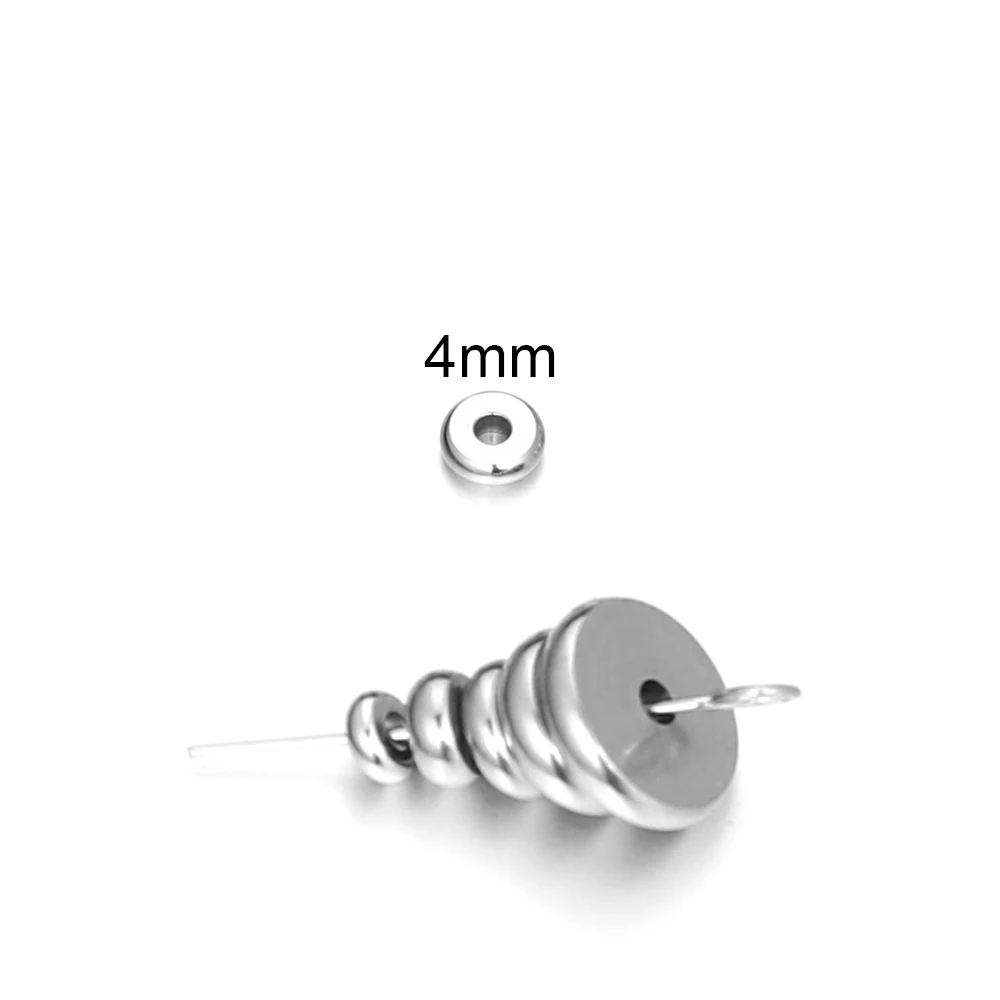 Semitree 50 шт. 4 мм 6 мм 8 мм 10 мм Нержавеющая сталь туфли на плоской подошве с круглым носком, металлической бусины-разделители бусины DIY браслет Цепочки и ожерелья ювелирных изделий - Цвет: 4mm