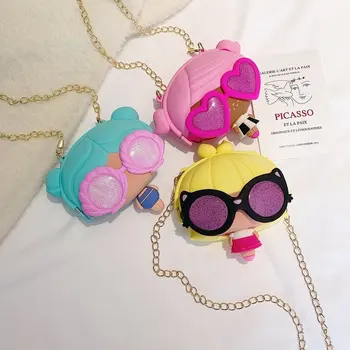 

Fashion Women's Bags Soft Pu Shoulder Crossbody Bags Cute Cartoon Girls Pattern Change Purse Original Small Coin Bags with Chain