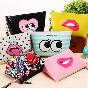 

Modern girl cosmetic bag pu creative child large capacity waterproof storage bag clutch bag large makeup bag