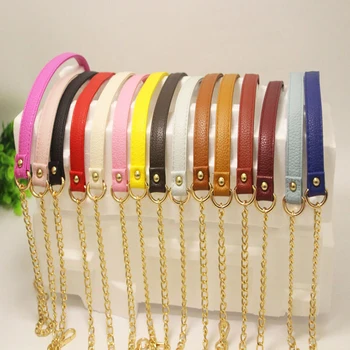 

New 120cm PU Metal Chain Shoulder Bag Belts Buckle Handle DIY Belt Bag Strap Accessories Black Replacement Leather Bag Belt