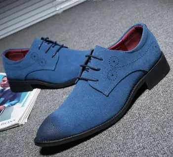 

lace-up Suede Dress Mens Shoes Leather Flats Wedding Office Oxfords Shoes For Men Pointed toe Formal shoes large size 47 48