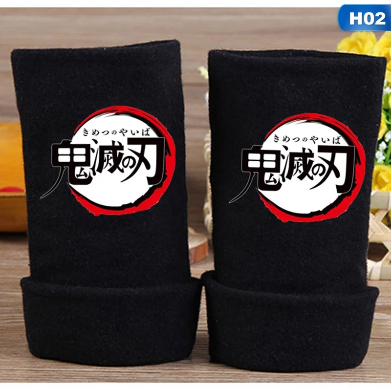 GLV0786H02 Демон убийца Kimetsu без Yaiba Hashibira Inosuke вязаные перчатки без пальцев Варежки - Цвет: GLV0786H02