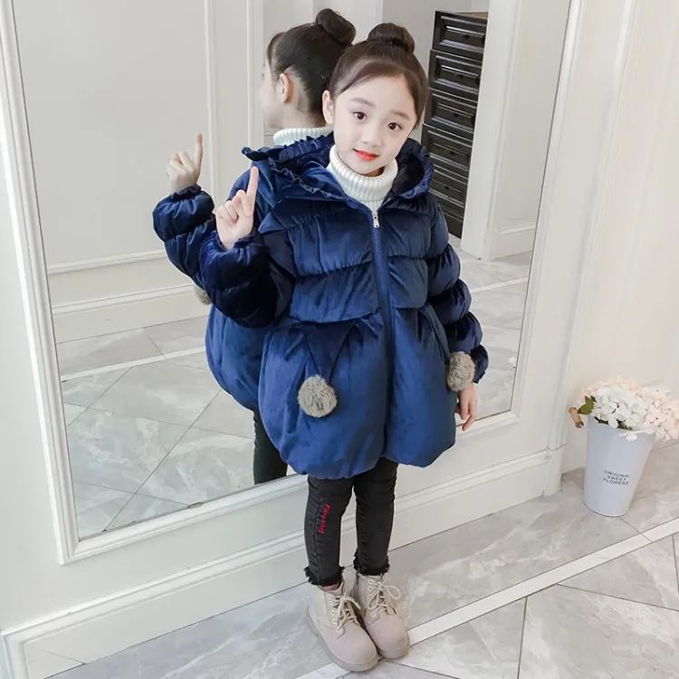 

Winter Girls Clothing Coat Jacket Long Sleeve Children's Coats Winter Thick Warm Clothes Cotton-padded Kids Warm Outwear 2-14T