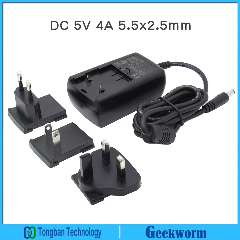 Power-Adapter Raspberry Pi SATA X825 5V 4A with Eu/Us-Plug Dc5.5x2.5 for X825/X820/X800/Sata