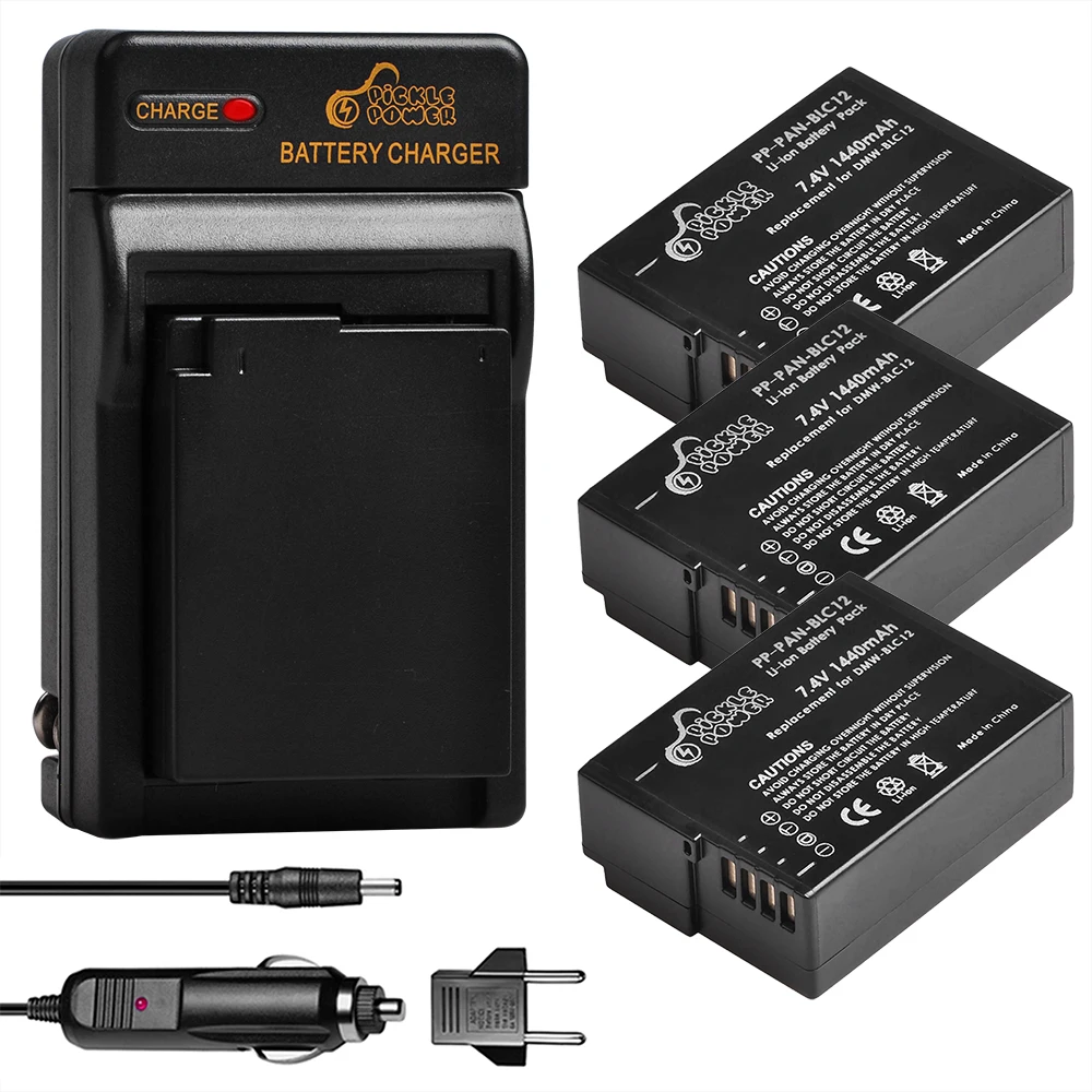 1440Mah Dmw-Blc12 Blc12E Blc12Pp Dmw Blc12 + Caricabatterie Da Muro Per Panasonic Lumix Dmc-Dmc-G85,Fz200,Fz1000, G5, G6,G7,Gh2,Gx8