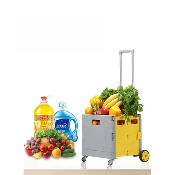 

Cheap Grocery Folding Shopping Foldable Trolley Cart with wheels Multi function Popular PP supermarket folding Shopping Cart