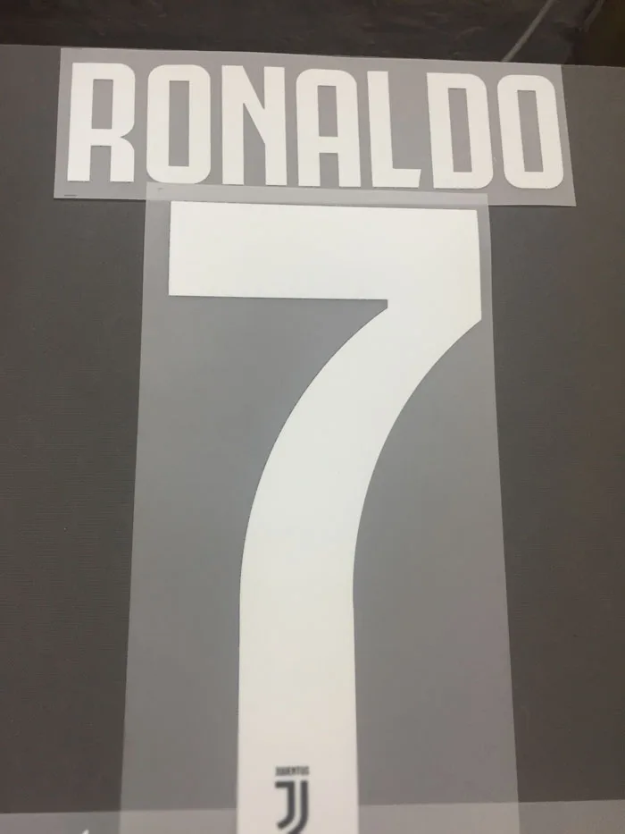 Высокое качество 7 Ronaldo 4 De Ligt Nameset печать настроить любое имя номер железная футбольная нашивка - Цвет: Home 7 RONALDO