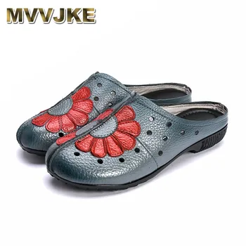 

MVVJKE Women Shoes Flat Genuine Leather hand-made Ladies Cow Leather Flat Shoes Yellow/Gray/red Casual Flats