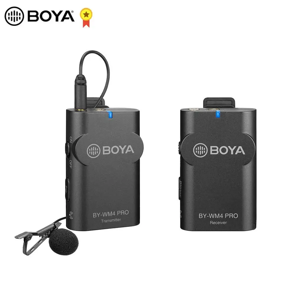 BOYA BY-WM4 Por 2,4G микрофон Беспроводная система один передатчик+ один приемник с жестким чехол для DSLR камеры смартфона