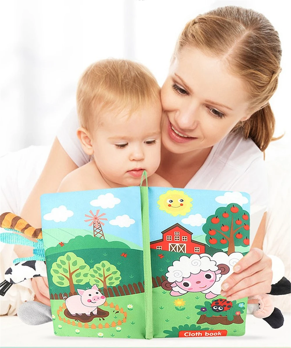 Infant Baby Book Educational Toys 3D Animal Tail Cloth Enlightenment Early Education 0-1 Year Old |
