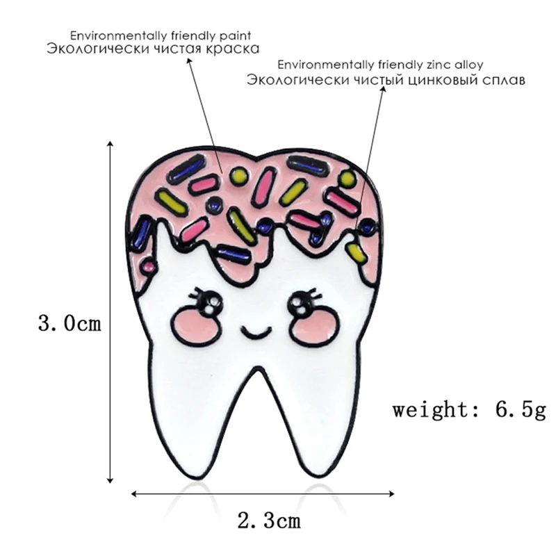 Мультфильм зуб стиль брошь медицина доктор формы знак системы стоматологической медицины любовника Брошь медсестры подарок учителя