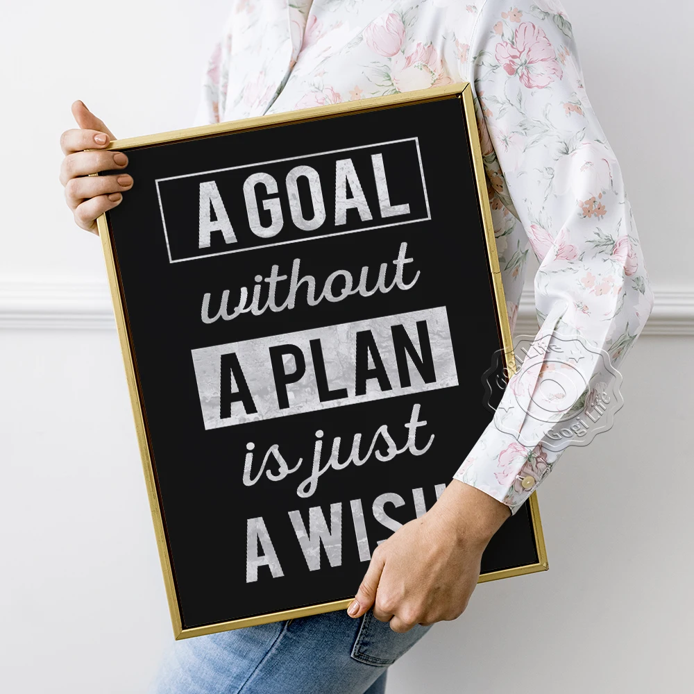 

Inspiring Quote Words Print Art Poster, A Goal Without A Plan Is Just A Wish Wall Art Stickers, Office Backdrop Art Decor