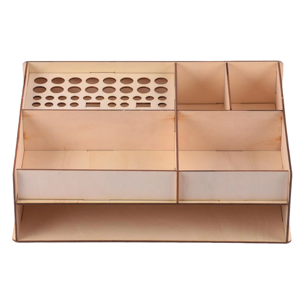 Wooden Paint Ink Bottles Rack Table Organizer Tools Storage Box Holder Stand