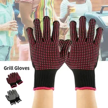 

1 Pair Barbecue Anti-scald Gloves Heat Glove Resistant BBQ Oven Gloves Kitchen Fireproof Gloves Anti-slip Gloves For Cooking