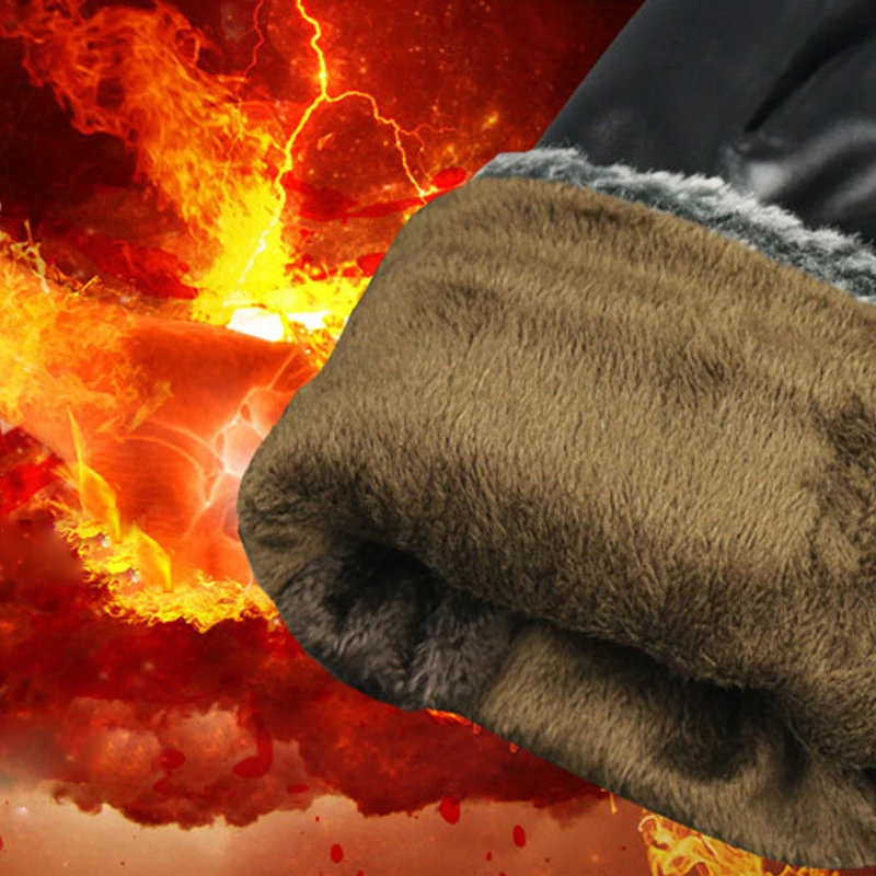 Women PU Leather Gloves Winter Bow Warm Waterproof Full Finger Gloves Touch Screen Gloves Mittens Outdoor Driving Cycling Luvas