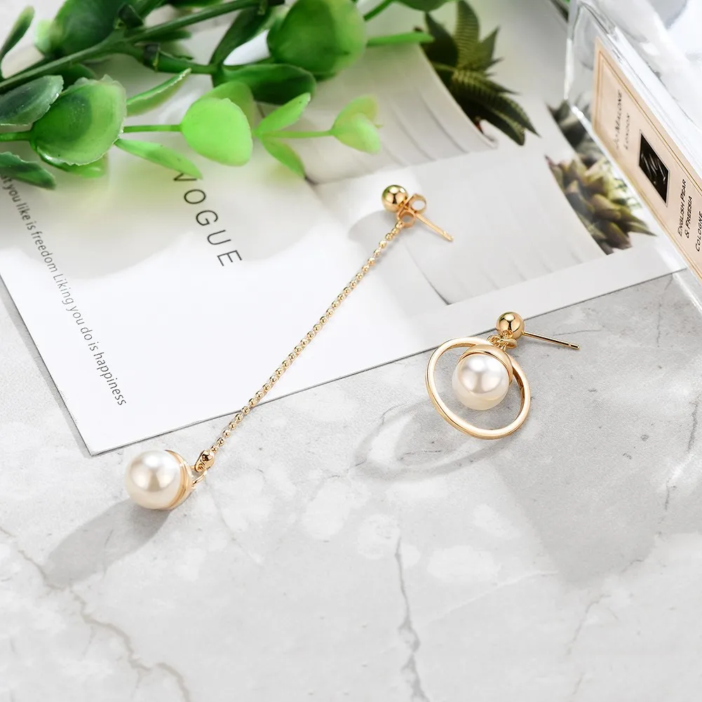 2019 Asymmetric Korean Style Popular Design Long Earrings Hollow Circle Metal Ball boucles d'oreilles Pendantes Accessories | Украшения