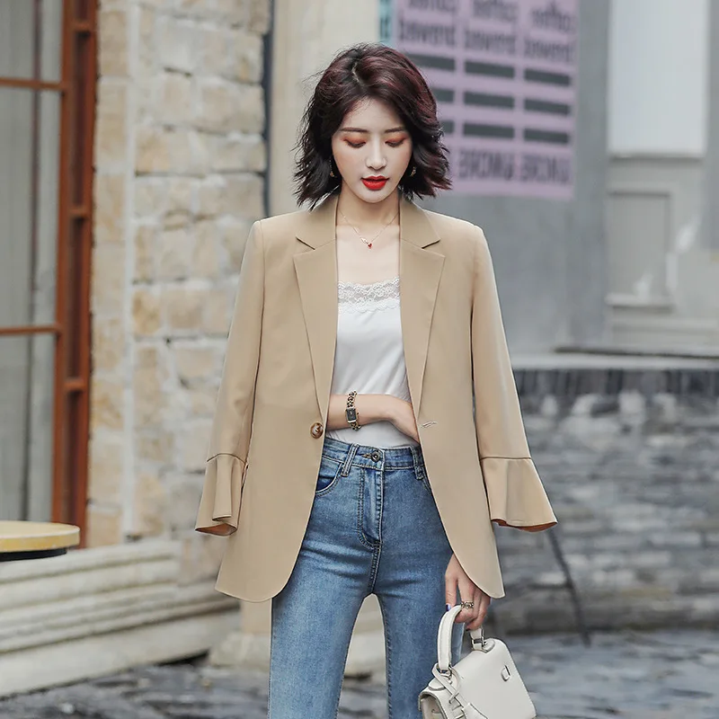 

Small Suit Coat Women's Summer Thin Bell Sleeve Korean-style Glorious Women's Slim Fit Casual Versatile 2019 New Style Autumn To