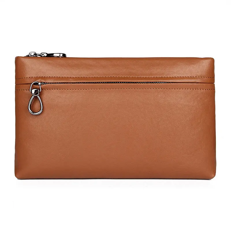 High quality luxury natural genuine leather men's clutch bag