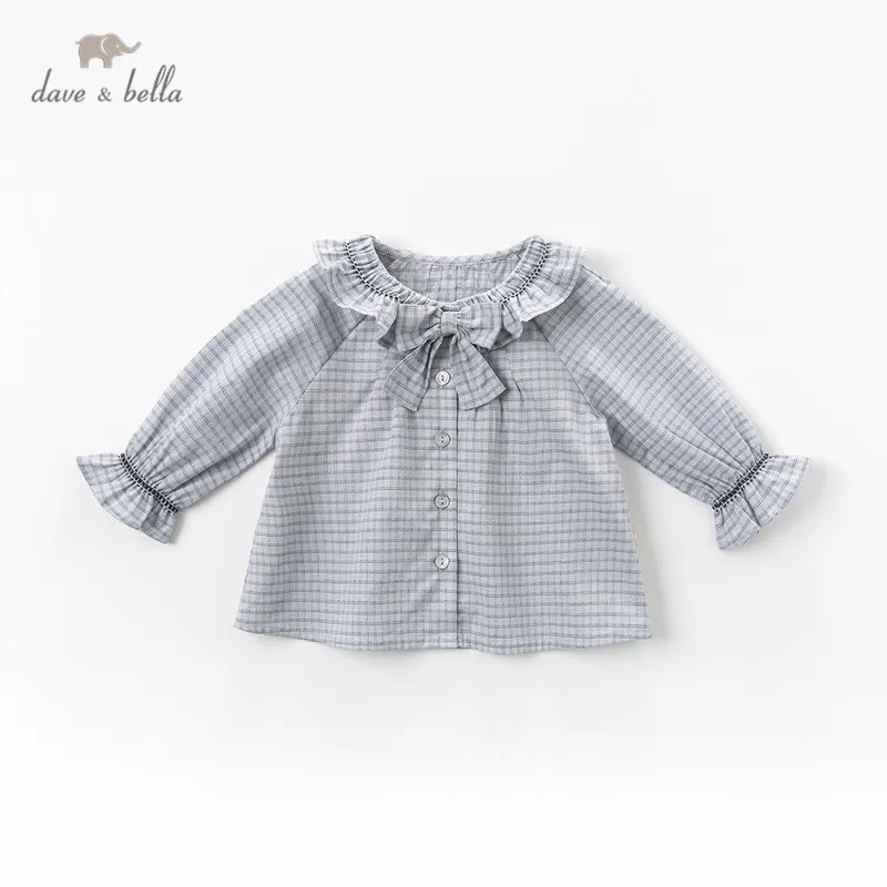 Рубашка демисезонная в клетку со съемным бантом и рюшами | Мать ребенок