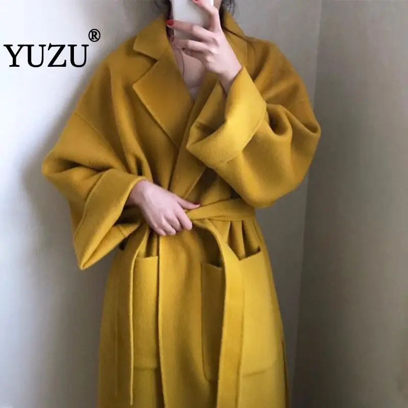 

Women Elegant Winter wool cape Overcoat Long Bandage Woolen Coat Cardigan Loose Plus Size Abrigos Mujer Manteau Femme Hiver