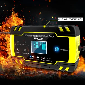 

8A Full Automatic Car Battery Charger Power Repair 12V/24V Wet Dry Lead Acid Battery- Digital LCD Display