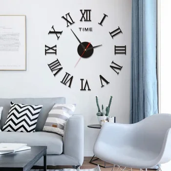 

DIY Decor/Modern 3D DIY Roman numbers Mirror Surface Wall Clock Sticker Home Office Room 2020 droshipping SK1