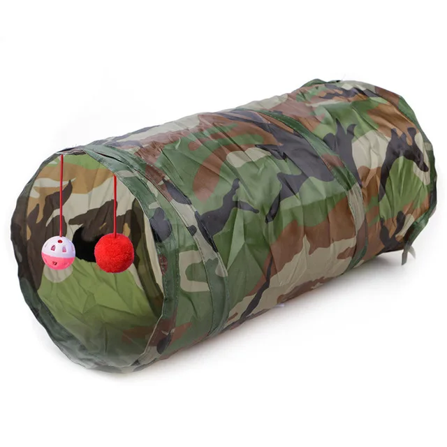 Туннель для кошек, игрушка для животных, туннели и камеры, дизайн глазок, Складные 2 отверстия с колокольчиками, играйте забавно, 7 цветов, сложенная игрушка - Цвет: Зеленый