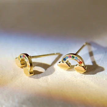 

SA SILVERAG 2019 Popular New Simple 925 Earrings Female Earrings Original Rainbow Cloud Earrings Female Sterling Silver Smiles