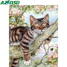 AZQSD Diamond Painting Cat 5D Cross Stitch Full Square Drill Diamond Art Embroidery Animals Mosaic Gift Home Decoration