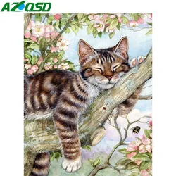 AZQSD Diamond Painting Cat 5D Cross Stitch Full Square Drill Diamond Art Embroidery Animals Mosaic Gift Home Decoration